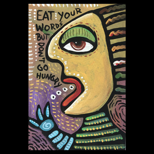 Eat Your Words postcard painting