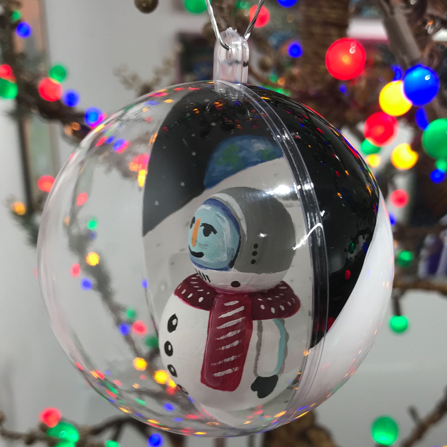 Frosty Lopez Fitzpatrick Schmidt First Snowman on the Moon globe Christmas ornament