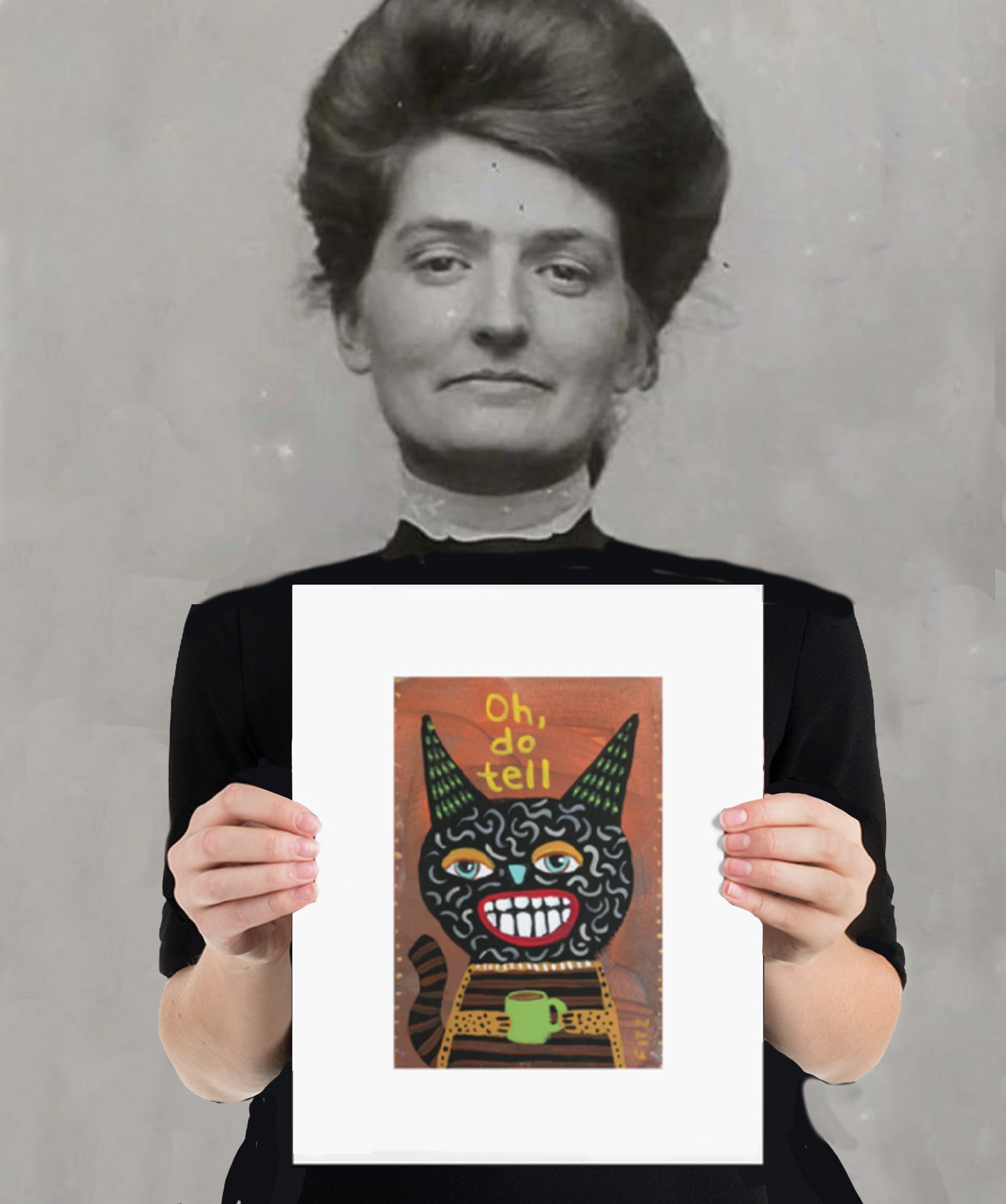 Oh Do Tell - the curious cat, print