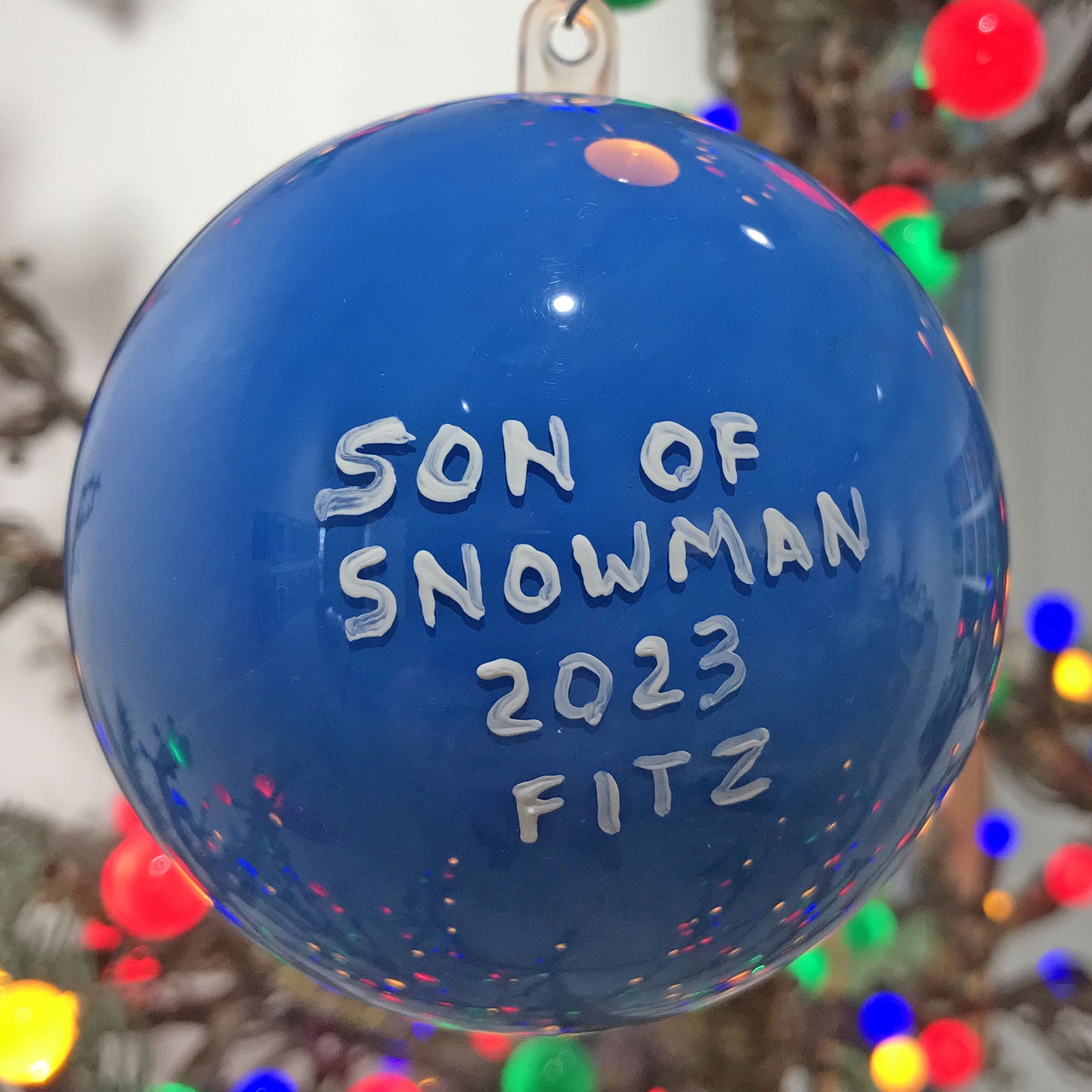 Son of Snowman globe Christmas ornament