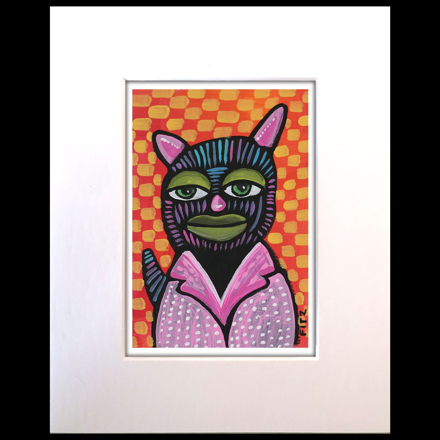 Cool Cat postcard painting