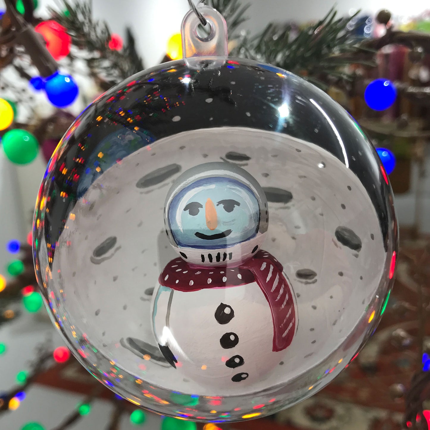 Frosty Lopez Fitzpatrick Schmidt First Snowman on the Moon globe Christmas ornament